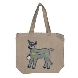 NWOT Beekman 1802 Canvas Tote Bag Blue Goat Embroidered Shopper Shoulder Bag